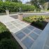 Geometric patio walkway with slate tile