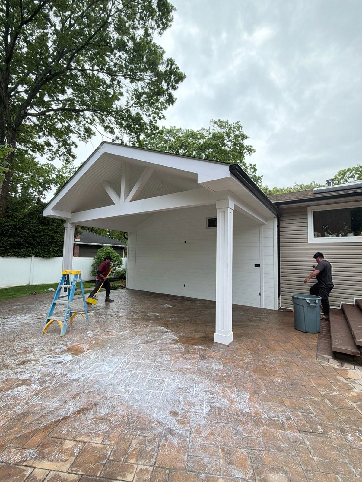 Pergola construction in progress