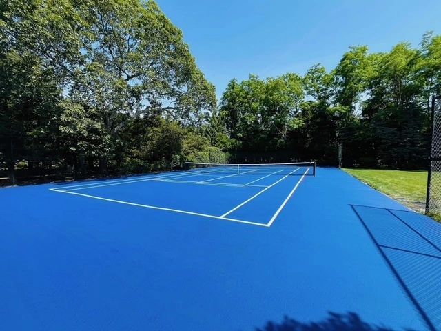 Blue tennis court