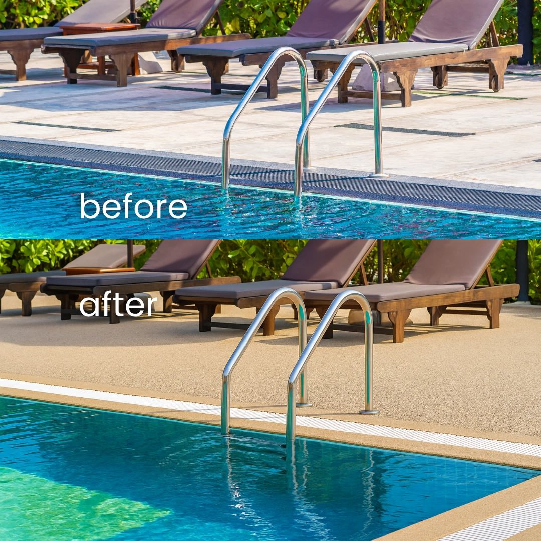 Pool before and after resin rock