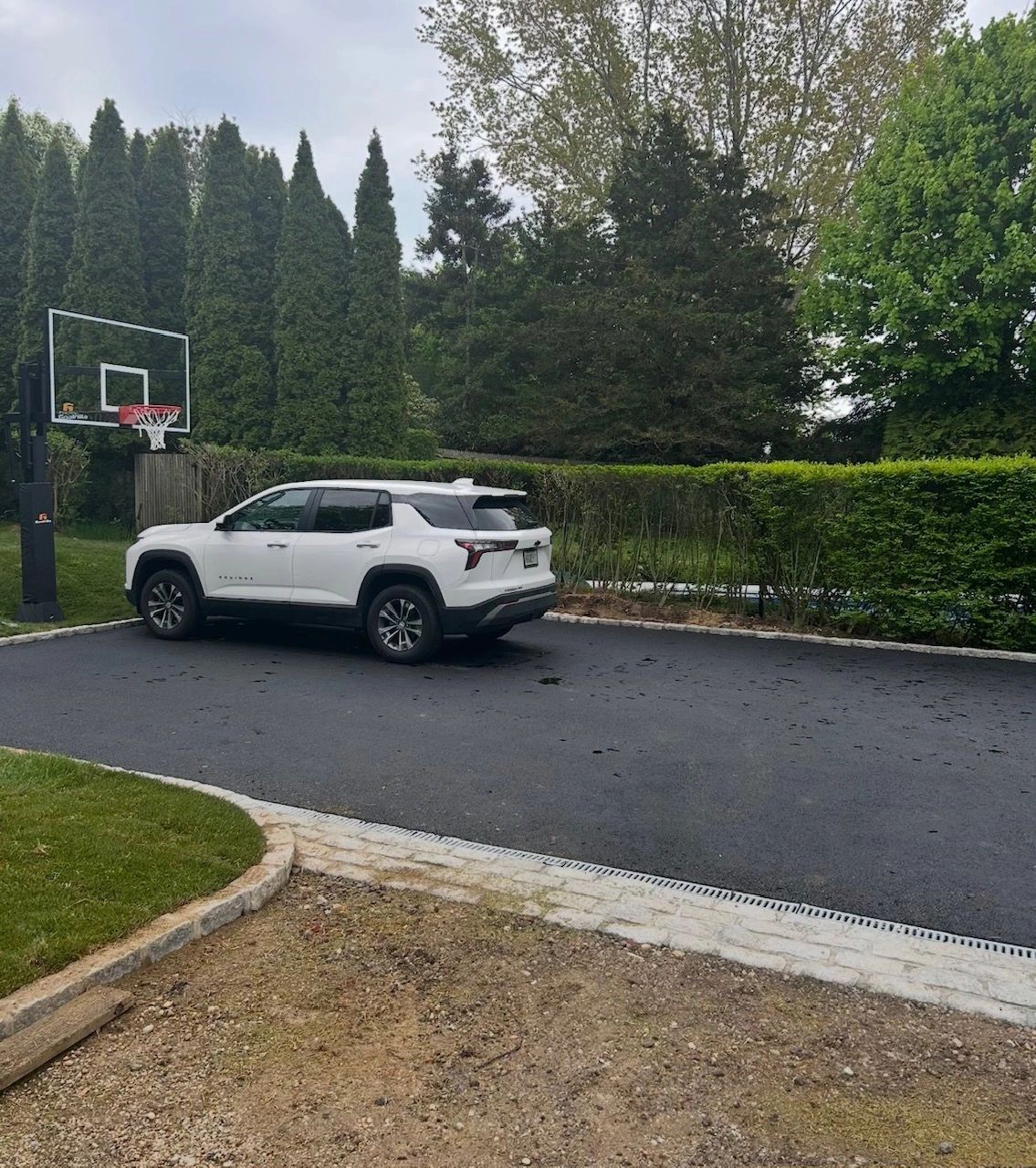 New driveway with SUV