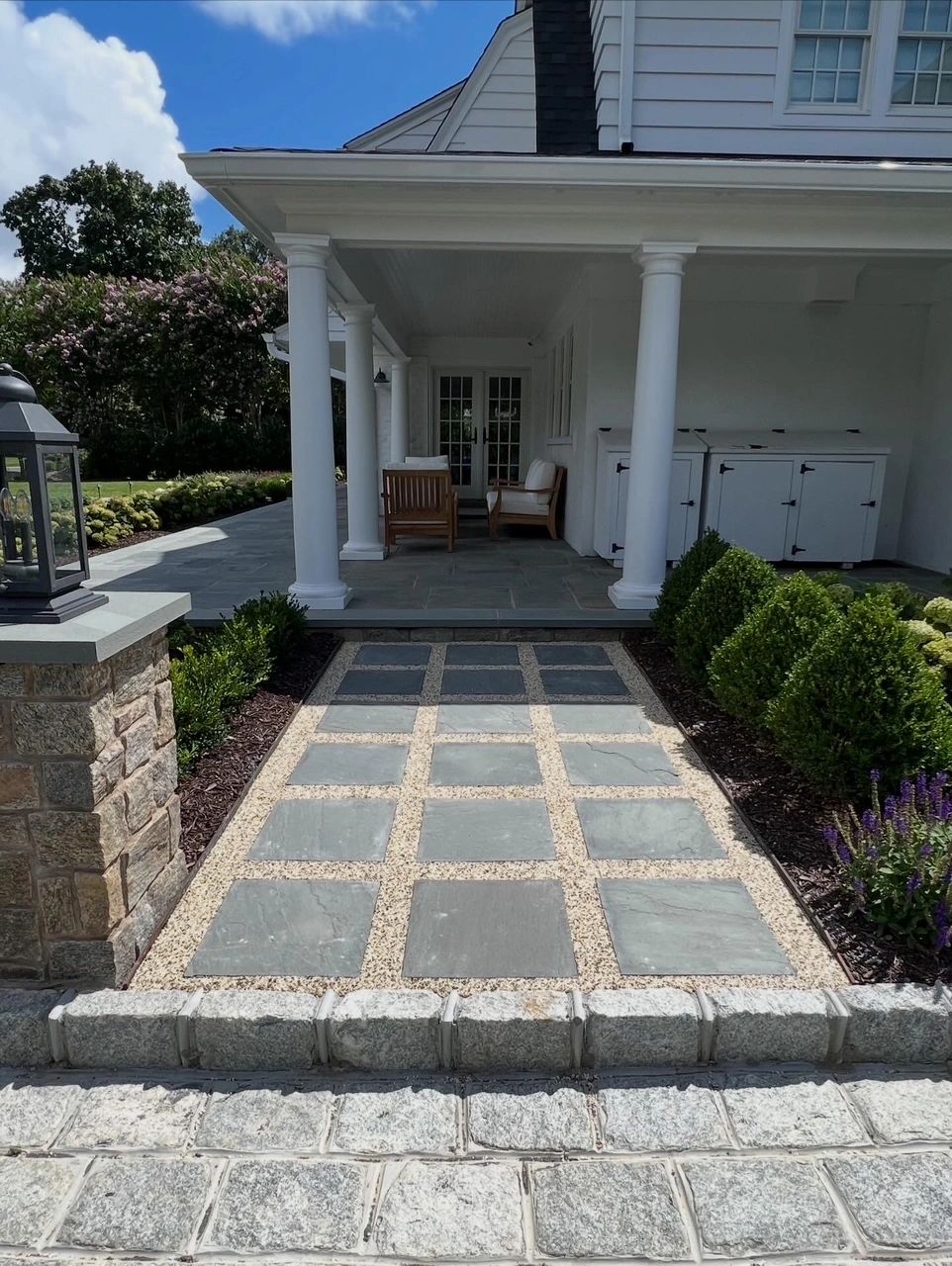 Slate tile walkway front entrance